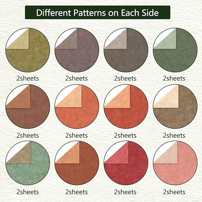 Scrapbook Paper 12x12, Double-Sided Suede Textured Craft Paper Set 24 Sheets/24 - Image 3
