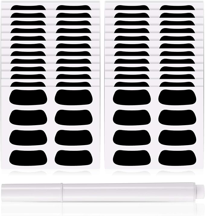Sumind 144 Pairs Sports Eye Black Stickers Eye Strips Breathable Eyeblack with 1 White Pencil for Baseball Football Softball Fans on Game Day Sport Themed Party Birthday Supplies (Black)