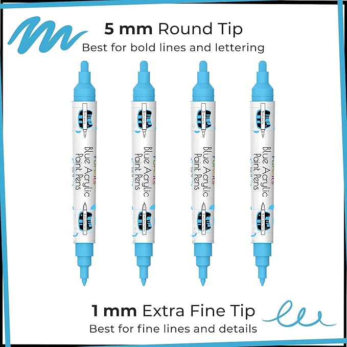 4 Dual Tip Blue Paint Pen Metallic - Image 2