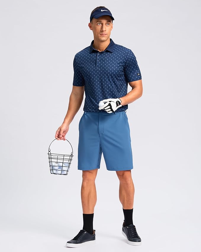 Pudolla Men's Casual Shorts 7"/9"/5" Lightweight Golf Shorts with 3 Pockets Stretch Quick Dry Comfy Work Shorts