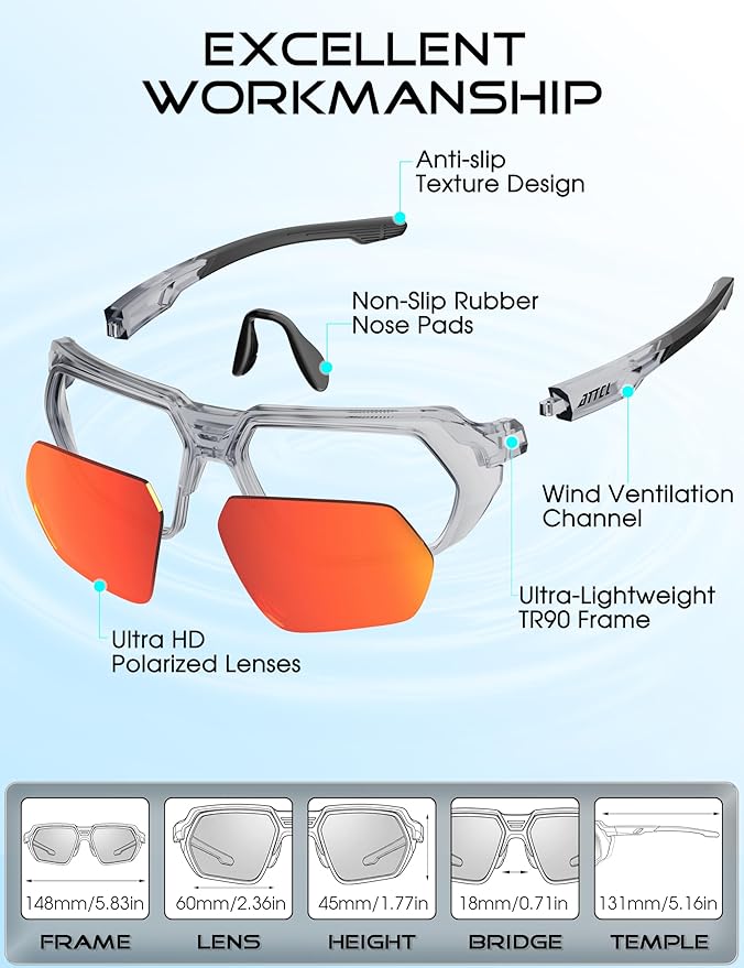 ATTCL Sports Polarized Sunglasses for Men: Womens UV400 Protection, Lightweight Wrap Around TR90 Frame for Fishing Golf