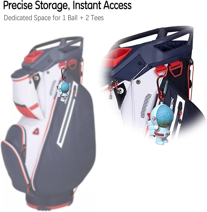 Astronaut Golf Tee Holder and Phone Stand, Includes 2 Golf Tees, Golf Ball Holder with Carabiner, Fun Golf Accessories for Men and Women, Stylish Golf Bag Accessory and Golf Gift