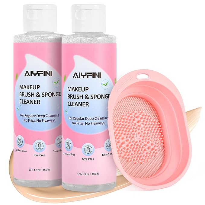 Alyfini Makeup Brush Cleaner Solution + Scrub Basin Combo, Removes Tough Stain by ALYFINI