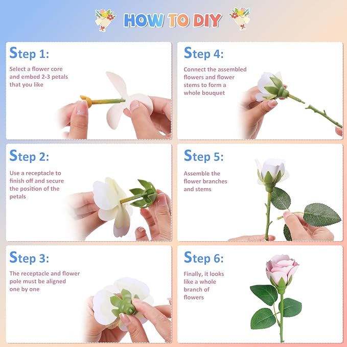 kenvc DIY Flower Bouquets Toys, Fabric Flower Market Toy is - Image 3