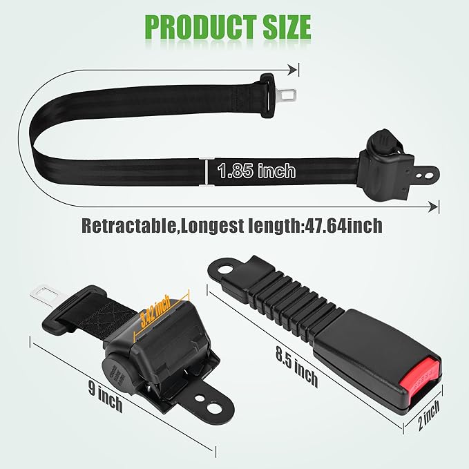 10L0L Retractable Golf Cart Seat Belts - Universal Retractable Seat Belts for Yamaha EZGO, Club Car, Go Kart, UTV