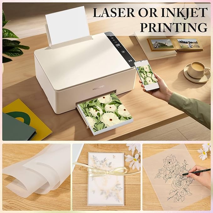 130 Pcs Vellum Translucent Paper 8.5 x 11 inches Tracing Vellum Invitation Paper - Image 3