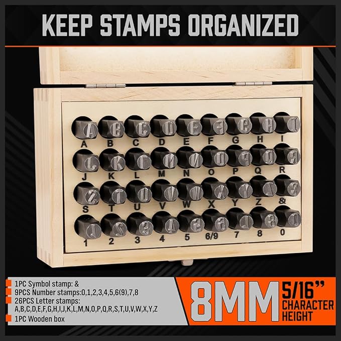 HORUSDY 36-Piece Number and Letter Stamp Set 5/16 Punch Perfect - Image 4