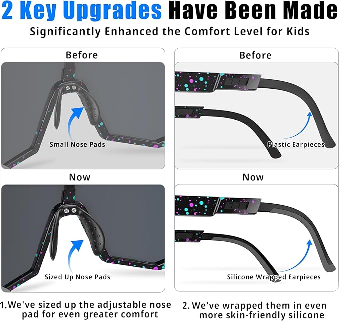 X-TIGER Polarized Youth Baseball Sunglasses UV400 Kids Sunglasses Boys Girls 8-12 Youth for Softball Cycling Sports Glasses