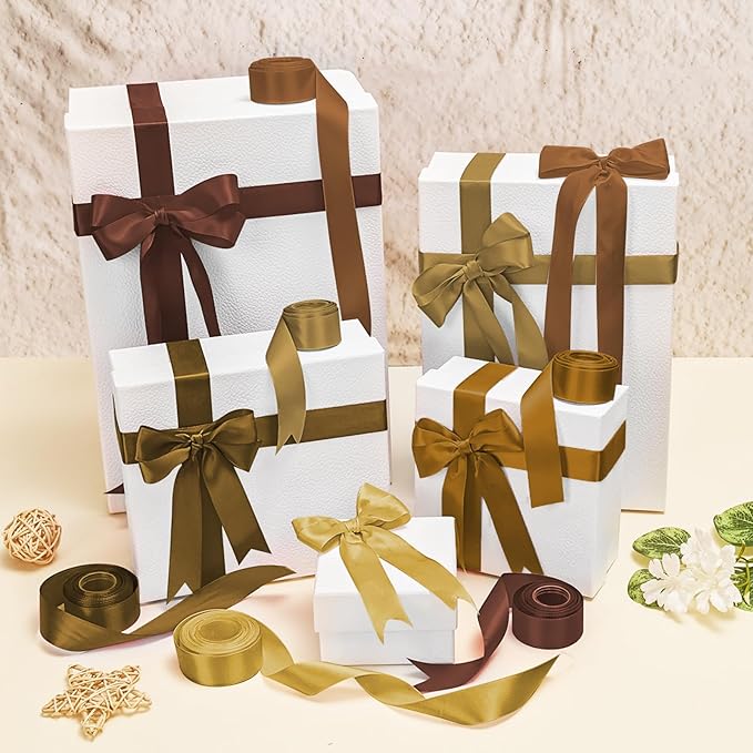 1-1/2 Inch Brown Satin Ribbons for Crafts, 6 Rolls Single-Faced Brown Assorted - Image 8