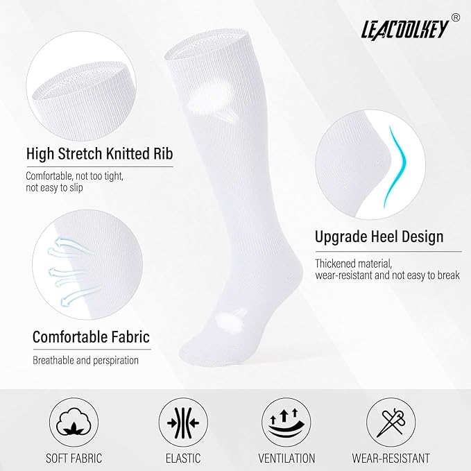 LEACOOLKEY Baseball Belt and Socks Combo Set Adjustable Softball Socks and Elastic Belt for Youth and Adult