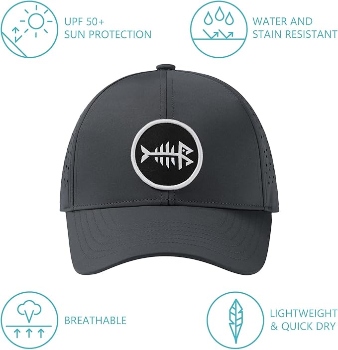 BASSDASH UPF 50+ Quick Dry Baseball Cap Water Resistant Laser Cut Mesh Snapback Hat for Men Women Fishing Hiking FH14
