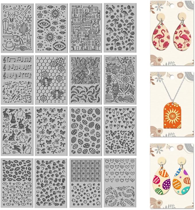 CHGCRAFT 16 Sheets Bee and Butterfly Clay Texture Mat Cowboy Pattern Polymer by chgcraft
