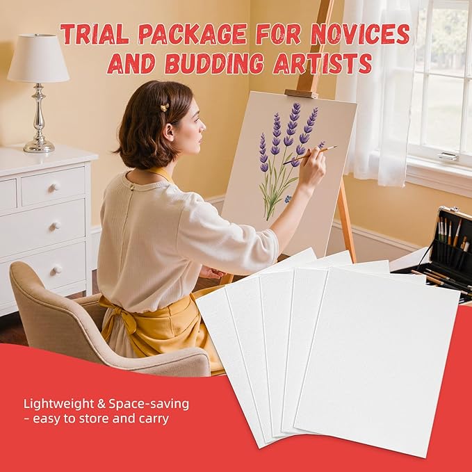 Simetufy 12 x 16 inch 5 Pack Painting Canvas Boards- Gesso Primed Acid-Free - Image 7