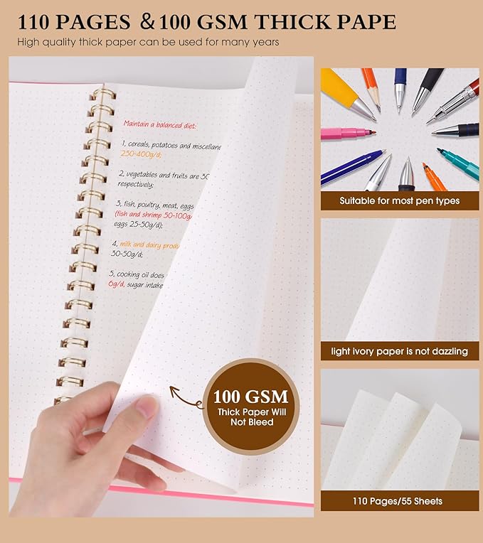 Dotted Notebook, Spiral Notebook Journal 8.5” x 11”, A4 Large Dot Grid Notebooks - Image 4