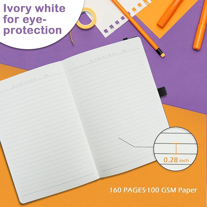 4 Pack Lined Journal Notebooks for Work, A5 Size 100 GSM Thick Paper, Classic - Image 4