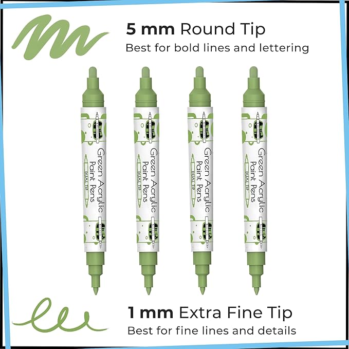 4 Dual Tip Green Paint Pen Metallic - Image 2
