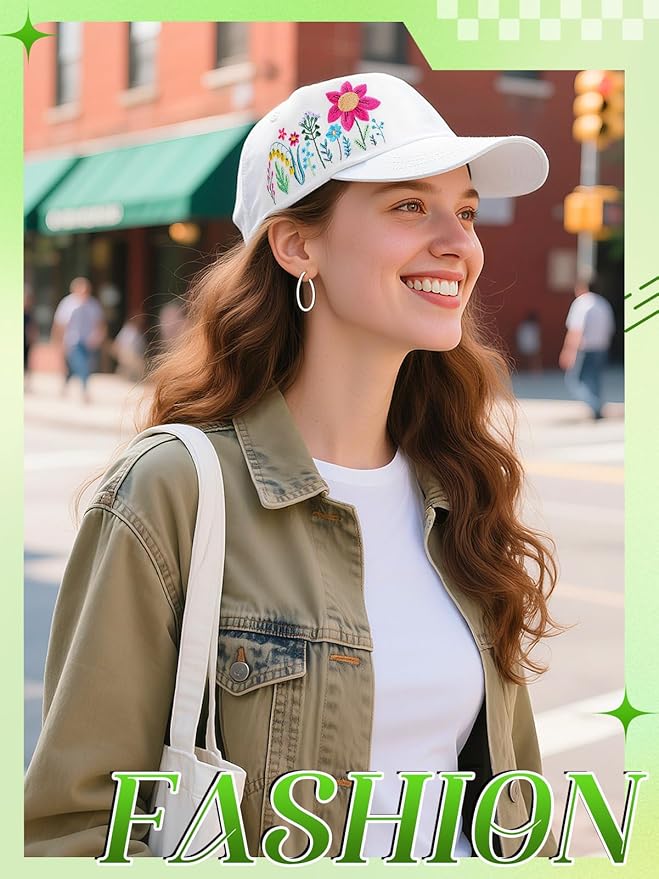 Biggun Trendy Embroidered Baseball Cap for Girls Women Men - Adjustable Soft Breathable Hats for Casual Wear
