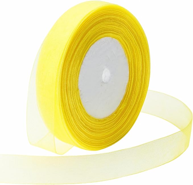Ribbon for Gift Wrapping 3/4 inch Yellow Sheer Organza Ribbon for Flower by Loomeshribbonforcrafts%EF%BC%81