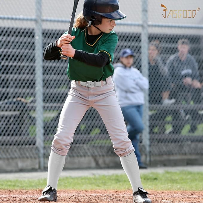 JASGOOD 2 Pack Baseball Socks and Belt Combo Set Softball Socks and Belts Elastic Waist Belt for Youth and Adult Boys
