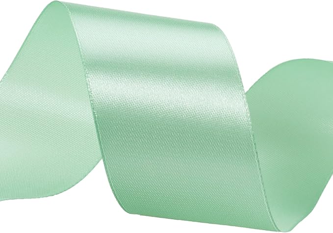 1 1/2 Inch Mint Green Solid Satin Ribbon, 50 Yards Craft Fabric Ribbon - Image 4