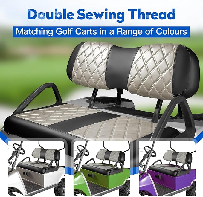 NOKINS Golf Cart Club Car DS 2000.5-Up Diamond Seat Covers Kit, Fits Club Car DS OEM Standard Front Seat Cushion, Golf Cart Vinyl Seat Cover, No Nails Required (Oyster Gray and Black)