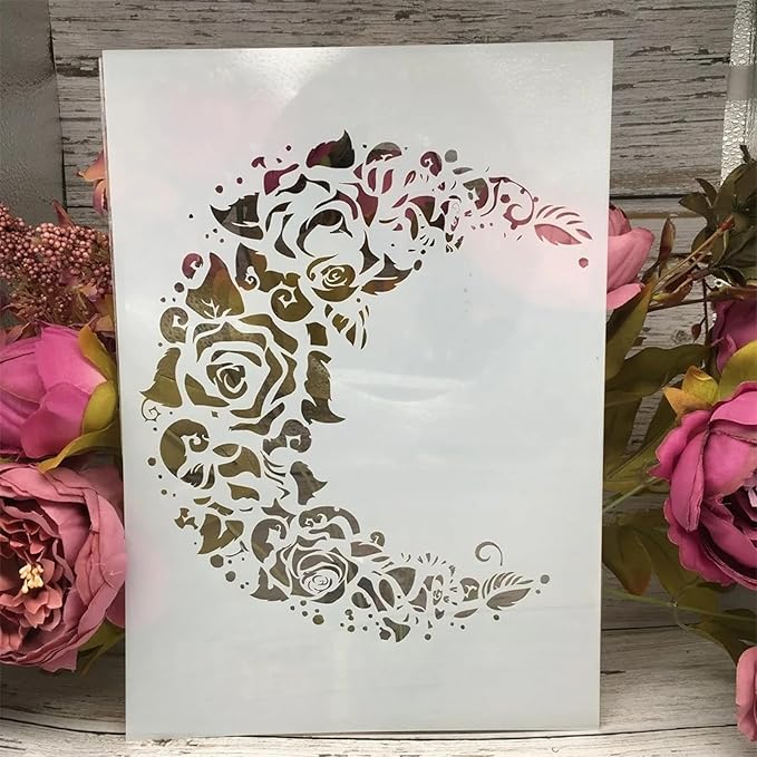 TIAMECH A4 Reusable Moon Flower Stencil - Image 3