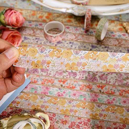 32 Rolls Washi Tape Set, Colored Floral Decorative Masking Tape, Artists Tapes - Image 5