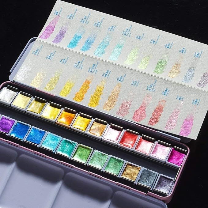 Paul Rubens Artist Watercolor Paints-Metallic Glitter Solid Colors-Pink - Image 7
