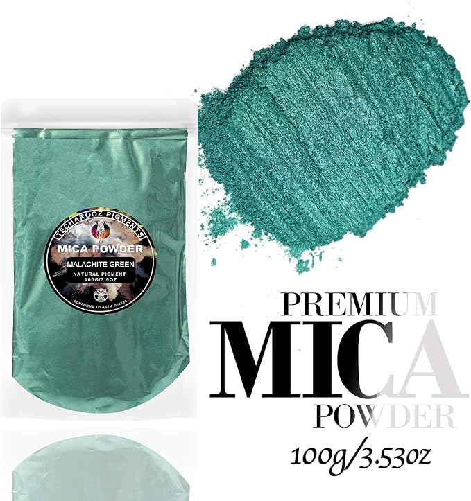 Malachite Green Mica Powder for Epoxy Resin 100g / 3.5oz. Sealed Bag- Techarooz - Image 2
