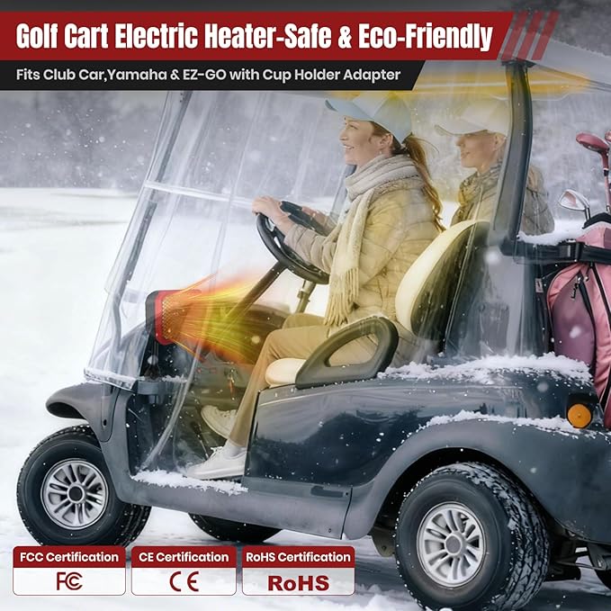 Electric Golf Cart Heater (2nd Gen) with 360 Degree Adjustable Angle, Battery Powered Golf Cart Heater, 400W Silent Carbon Fiber Heating for Club Car/Yamaha/EZGO Golf Cart