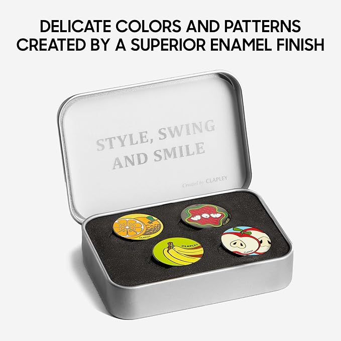 Clapley Ball Markers, Premium Gift Box Set for Golfer, 4pcs Stainless Steel & Oven-Cured Enamel, Eye-catching & Easy to spot, Pair with Magnetic Glove & Clip