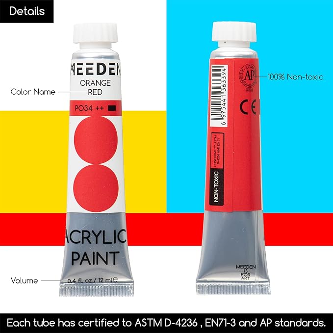 MEEDEN Heavy Body Acrylic Paint Sets, 100 Colors Art Paint Tubes, Non-toxic - Image 3