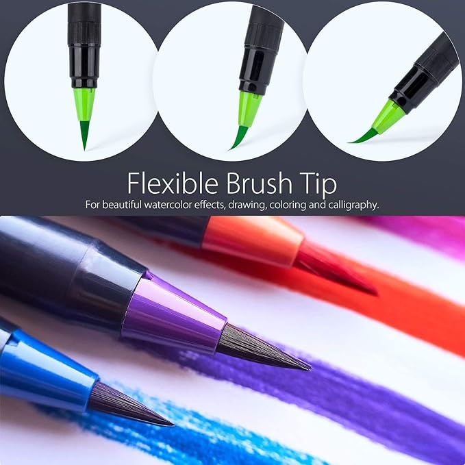 Professional Watercolor Brush Markers Pen 24 Colors of Ohuhu, Water Based - Image 2