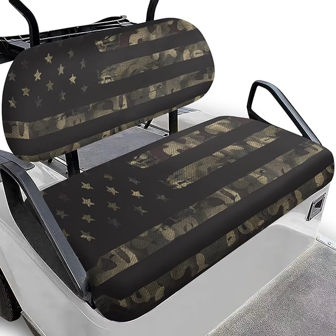 Bulopur American Flag Camo Golf Cart Seat Towel Covers Ezgo Club Car Golf Cart Seat Covers Suitable for All Weather, Easy to Install and Washable