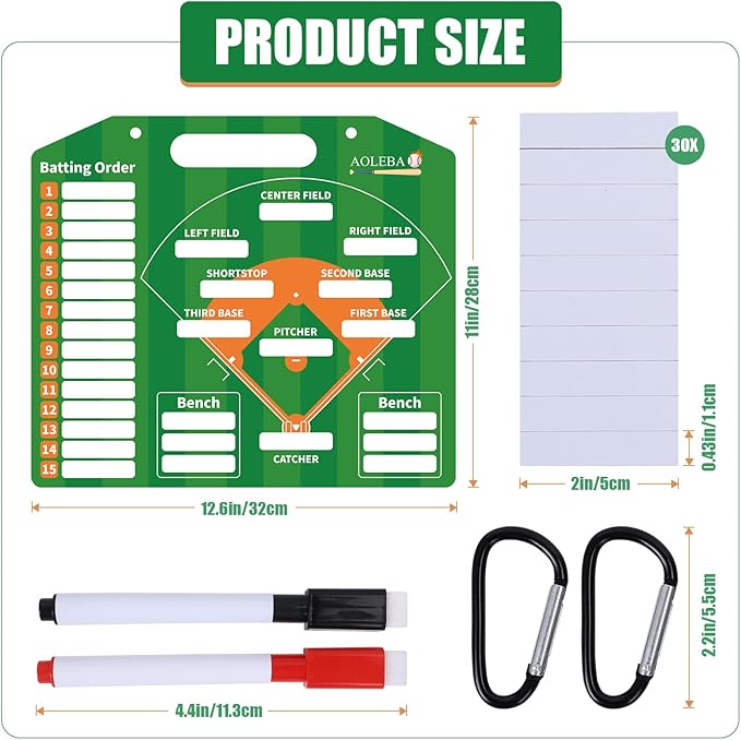 AOLEBA Baseball Lineup Board for Dugout,Dry Erase Magnetic Metal Baseball Clipboard for Coaches