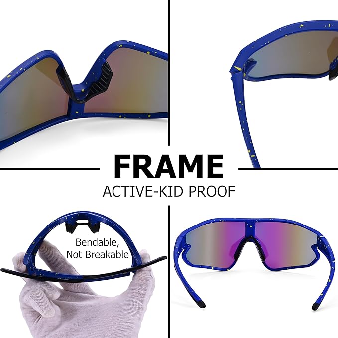 Kids Baseball Sunglasses - Youth Baseball Sunglasses for Boys Girls - Sports Softball Shades Age 6-14