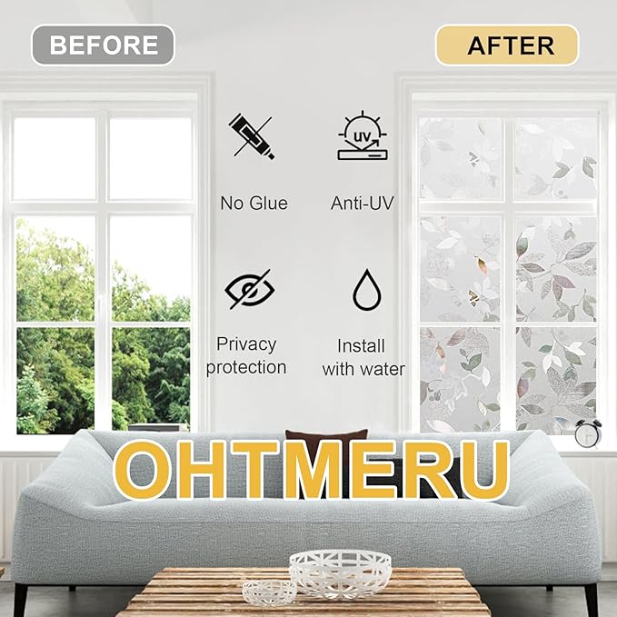 Window Privacy Film Decorative for Front Door, Bathroom Static Cling Stained - Image 3