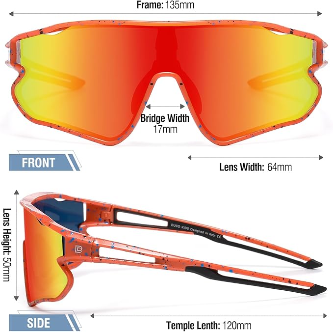 DUCO Kids Sunglasses Youth Baseball Sun Glasses Lightweight TR90 Frame UV400 Sports Cycling Shades for Boys Girls DK268