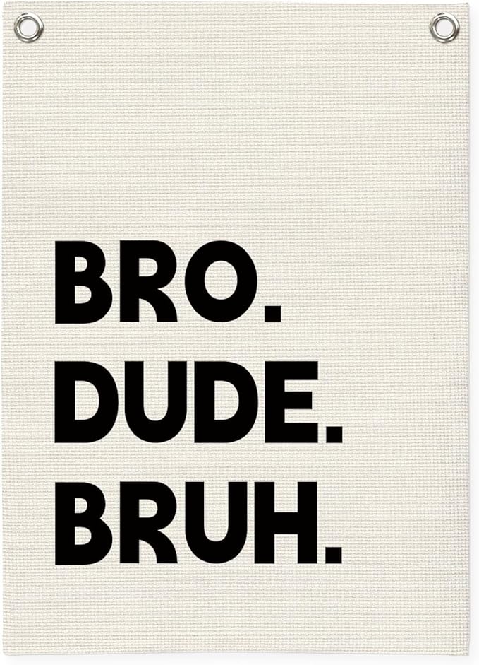 Boys Room Decor, Playroom Wall Decor, Bro Dude Bruh Wall Hanging Pennant Flag by Unknown