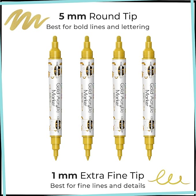 4 Dual Tip Gold Paint Pen Metallic - Image 2