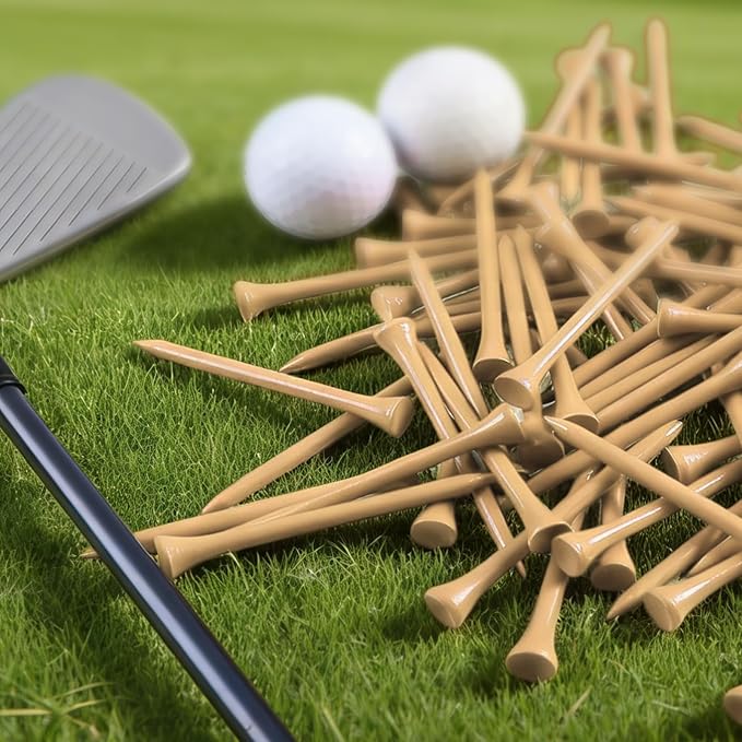 FINGER TEN Bamboo Golf Tees Wood 1 1/2 2 3/4 3 1/4 Inch Wooden Short Long Tee Color Bulk 250/500/1000/2000 Count for Men Women Kids in Red Pink USA Flag