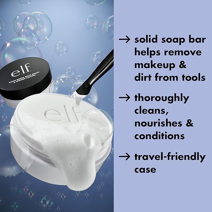 e.l.f. Clean Queen Solid Brush & Sponge Cleaner, Cleanses Face & Eye Makeup - Image 2