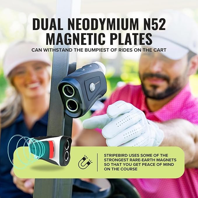 Pro Tour Golf Rangefinder with Slope - Range Finder Golf with Ultra-Strength Magnet - Laser Rangefinder with Slope Technology & Flag Pole Lock Vibration - Golf Range Finder