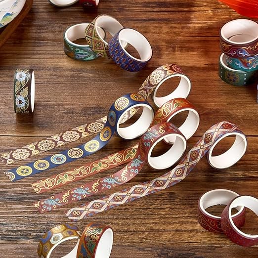 Washi Tape Set 10 Rolls, Chinoiserie Gold Foil Decorative Paper Sticker - Image 3