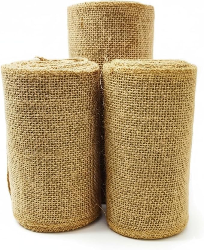 3-Pack Burlap Fabric Ribbon Natural Roll DIY Tree Protector Wrap Plant Bandage by AAYU