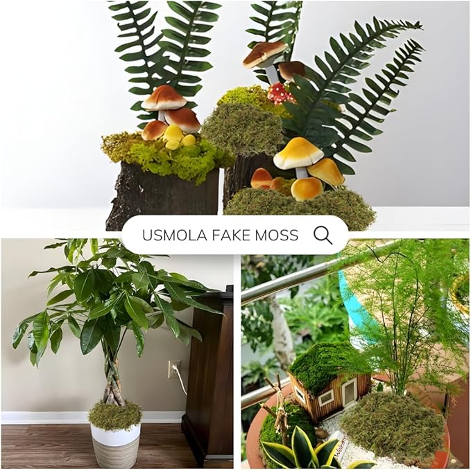 Fake Green Moss for Potted Plants, 4OZ Artificial Moss for DIY Crafts, Faux - Image 3