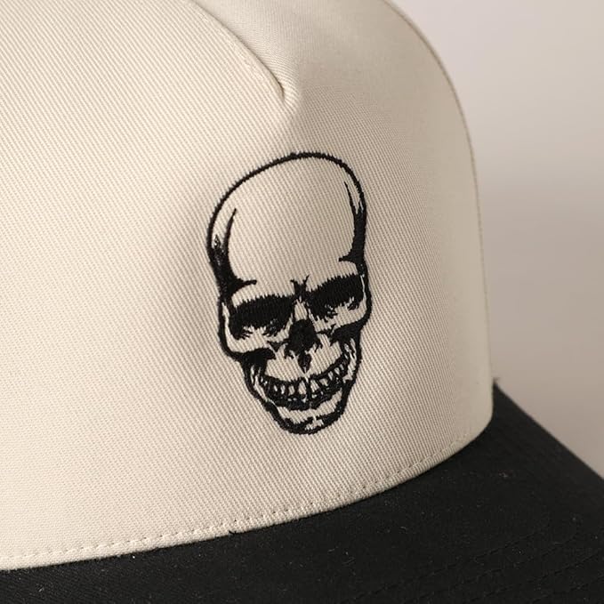 MIRMARU Two-Tone Vintage Canvas Trucker Hats for Men & Women, Adjustable Size Baseball Caps with Trendy Embroidered Design