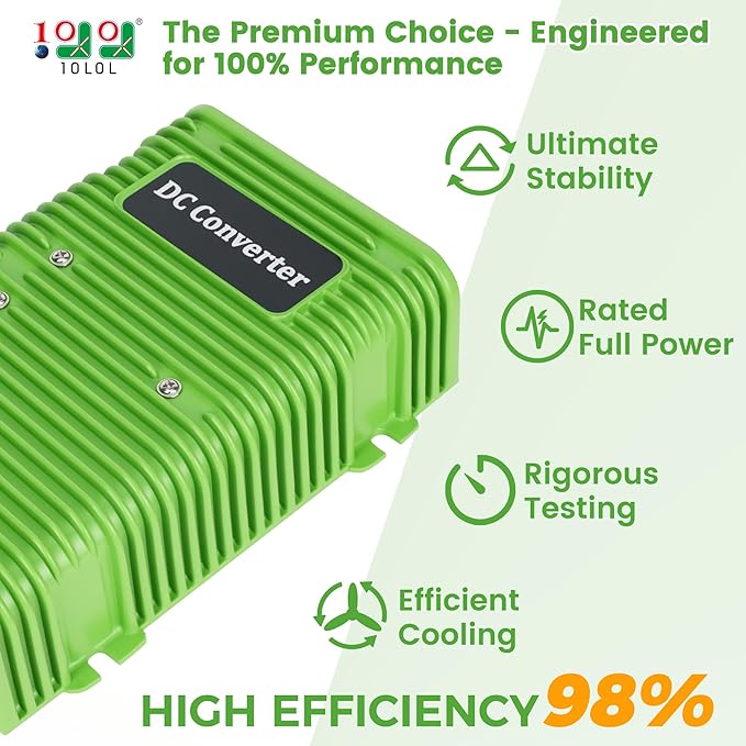 Universal Golf Cart Voltage Reducer DC Converter 36V or 48V to 12V 30 A 360W for EZGO Club Car Yamaha Golf Carts, with Power Cables