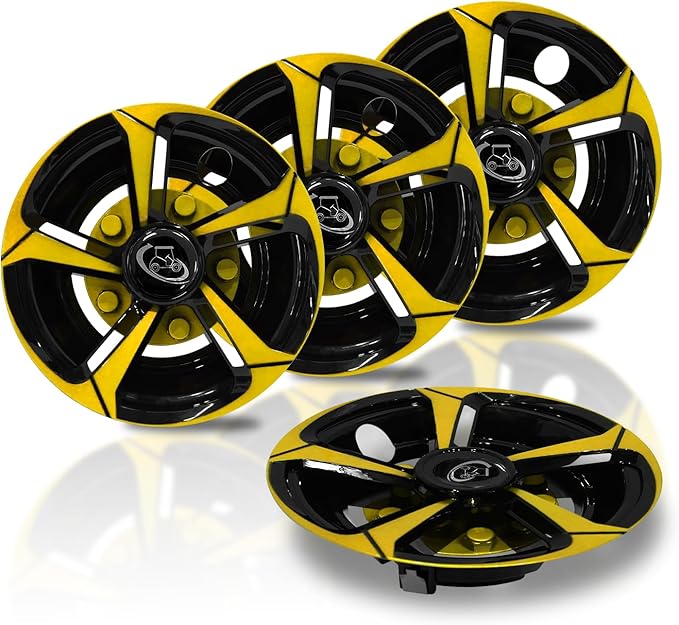 Golf Cart Wheel Covers Hub Caps for EZGO, Club Car, Yamaha Most Golf Carts- 8 Inch Set of 4, Golf Cart Hub Cap