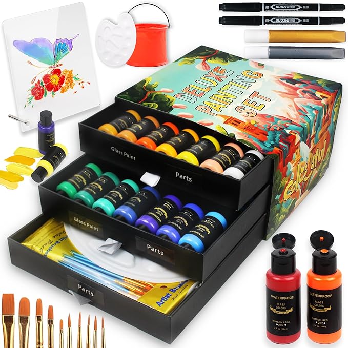 Colorful Kids Acrylic Glass Paint Exquisite Art Kit, Stained Glass Kit by colorful